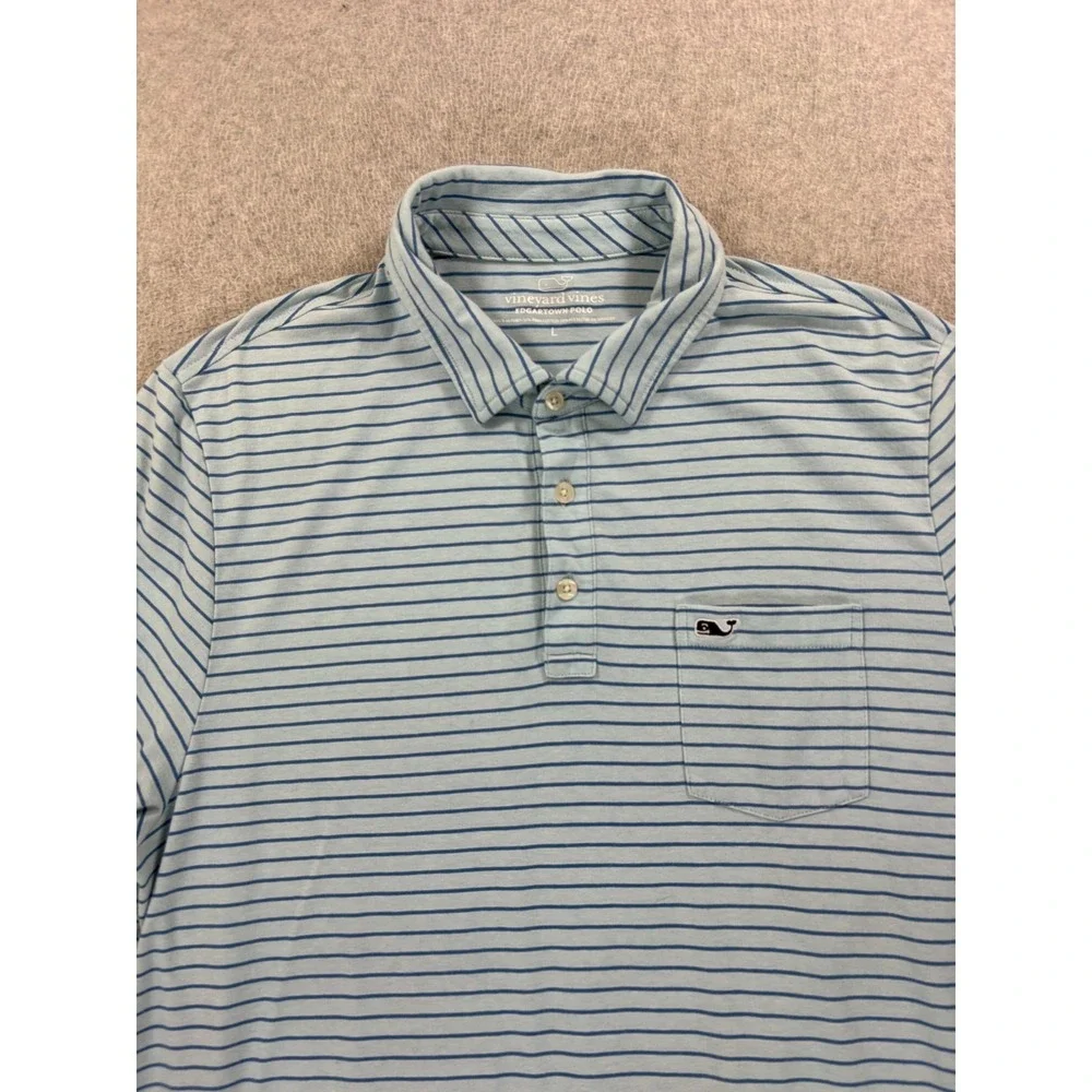 Vineyard Vines Edgartown Striped Short Sleeve Polo Shirt (Men's Large) Blue